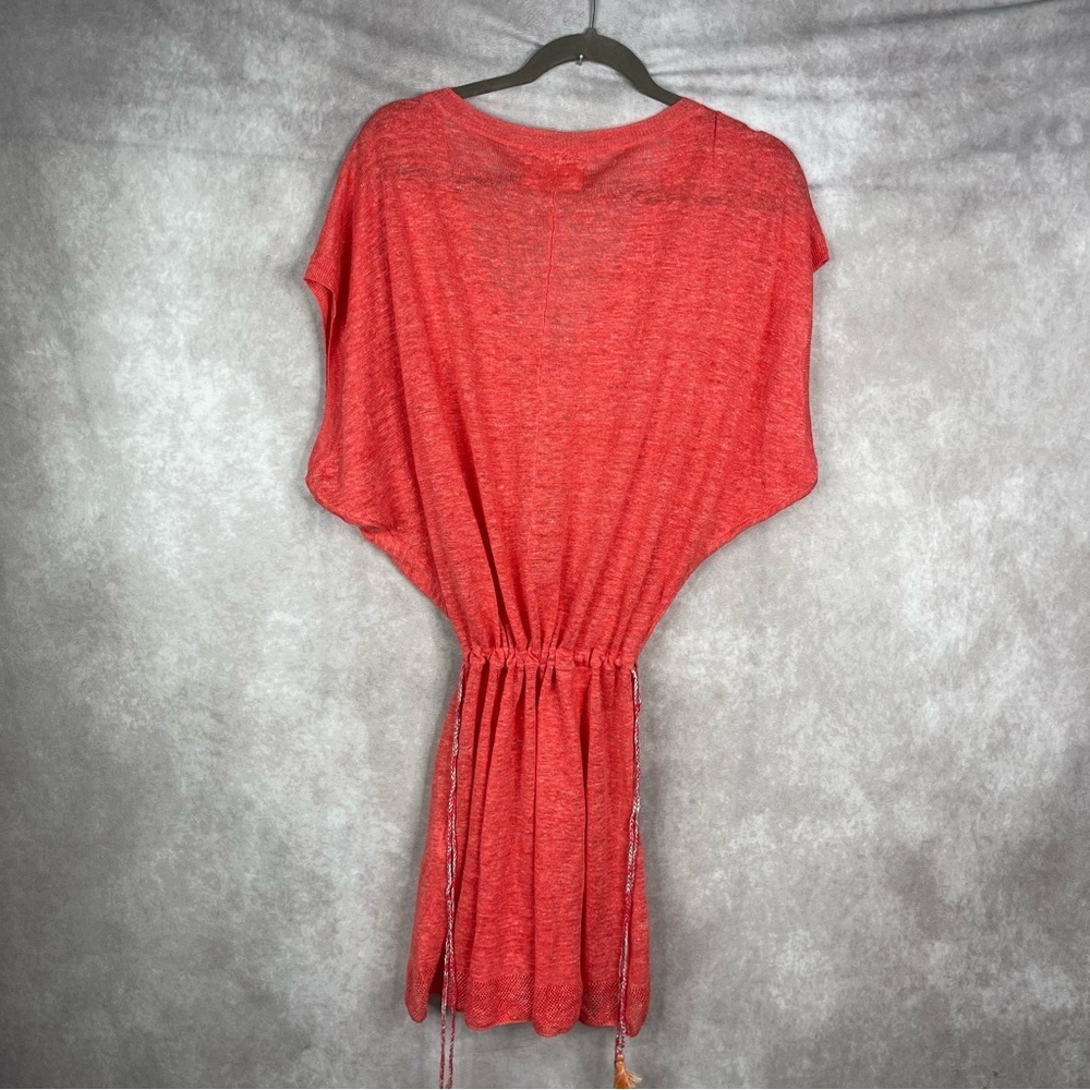 Zadig & Voltaire Linen Sheer Knit Drop Waist Cover Dress In Coral Women's Size S - Picture 5 of 8